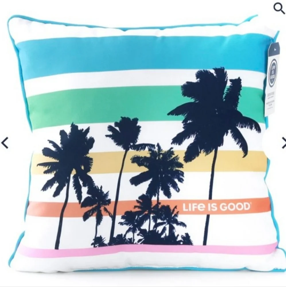 Life is Good® Palm Stripe Indoor/Outdoor Accent Pillow BNWT SO RETIRED